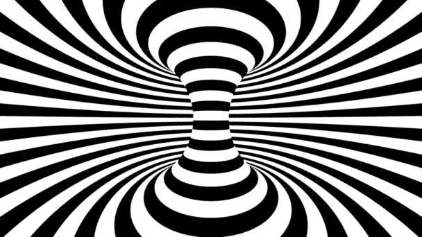 Absztrakt Hipnotikus Fekete Fehér Geometriai Csíkok Optikai Illúziós Alagút Evolving — Stock videók