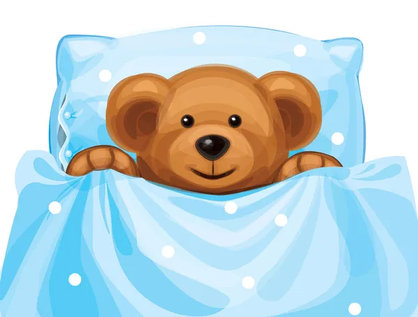 बिस्तर में प्यारा बेबी भालू का वेक्टर . — स्टॉक वेक्टर