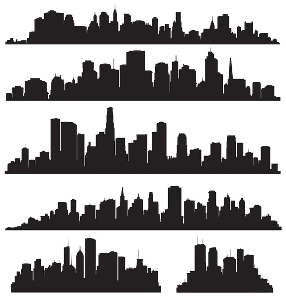 Ensemble de silhouette de villes vectorielles — Image vectorielle