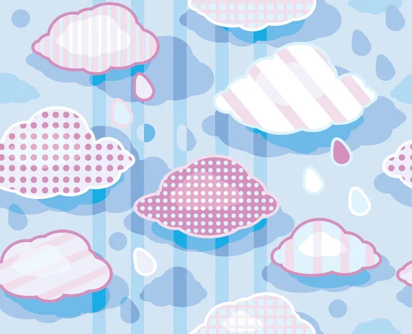 Seamless cute pattern of sky with clouds — Stock Vector