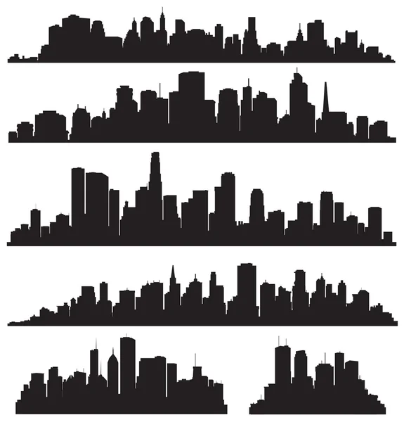 Conjunto de ciudades vectoriales silueta — Vector de stock