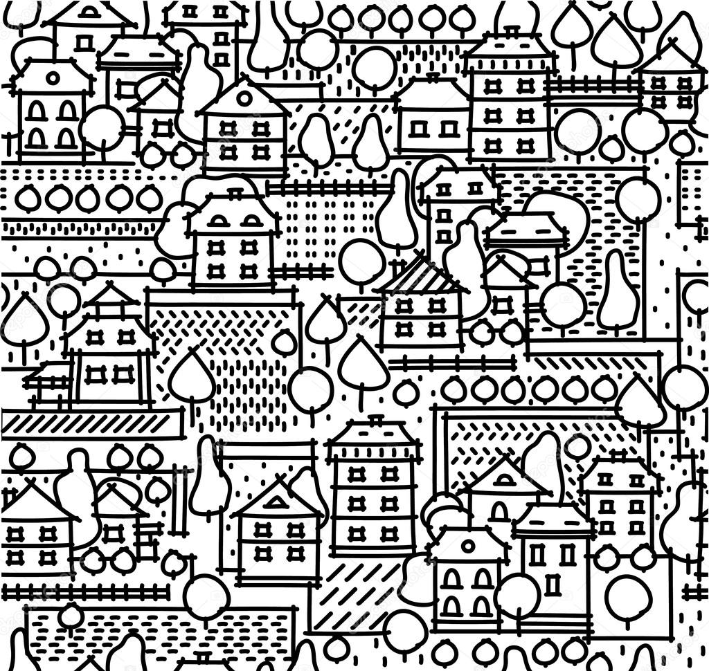 Seamless pattern of town