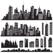 Картина, постер, плакат, фотообои "set of vector cities silhouette and elements for design.", артикул 21462471