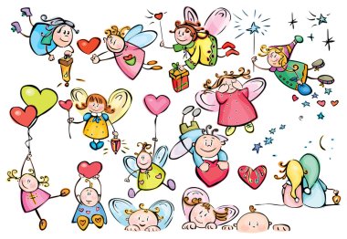 Set of cute angels for design clipart