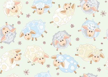 Seamless pattern of cute sheep clipart