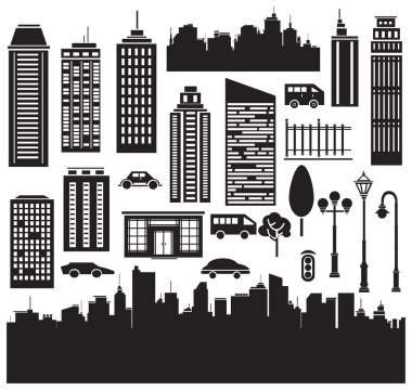 Kentin tasarımı için Vector silhouettes