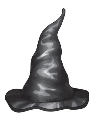 vektör komik siyah şapka, şapka oranlarda insan kafası için uyarlanmış.