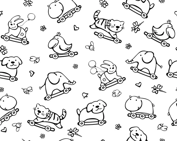 Seamless pattern of funny animals for baby design. — Stock Vector