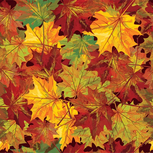 Vector seamless background of autumnal leaves. — Stock Vector