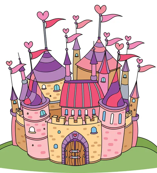 Vector de castillo de cuento de hadas para niña . — Vector de stock