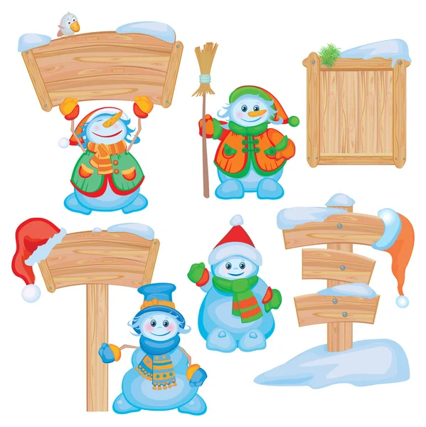 Fun snowmen for design. — Stock Vector