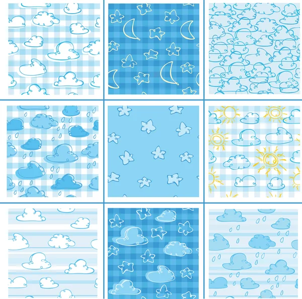 Set of cute patterns for weather's design. — Stock Vector