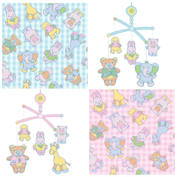 Seamless pattern and mobile for babys boy and girl design. — Stock Vector