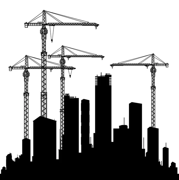 Buildings and cranes — Stock Vector