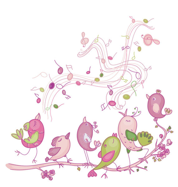 Cute singing birds for Easters and spring's design