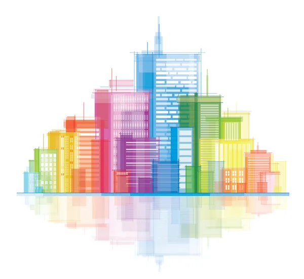 Ville panoramique colorée . — Image vectorielle