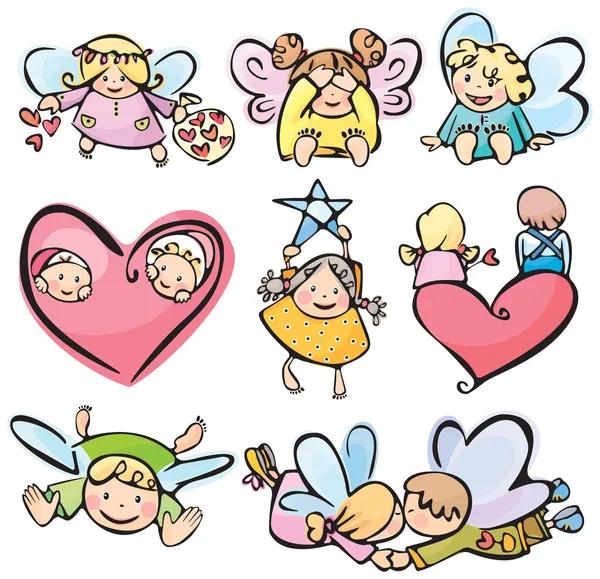 Cute angels for your design. — Stock Vector