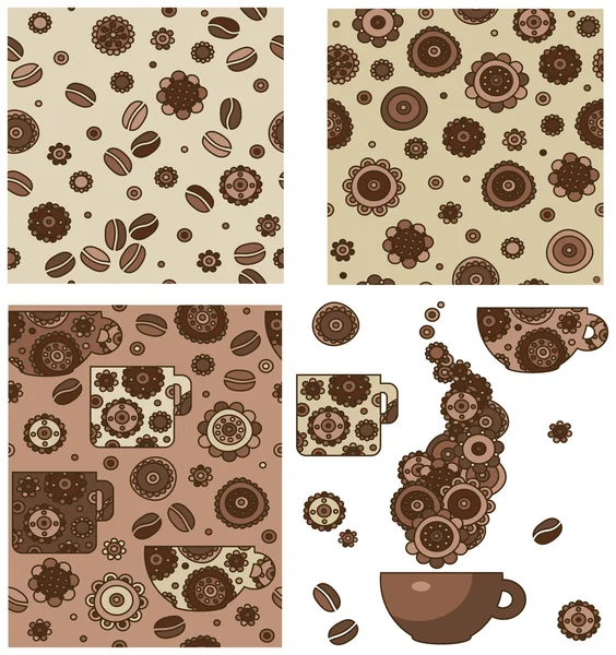 Seamless patterns and elements for coffee design. — Stock Vector