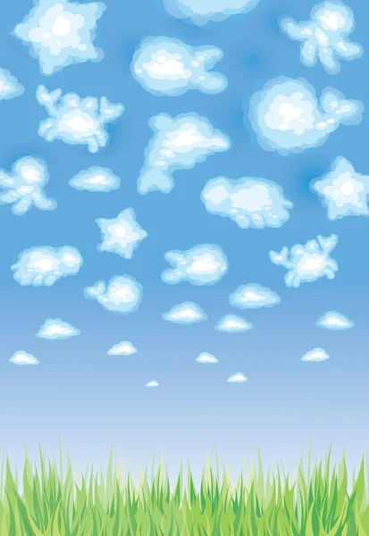 Cute background, funny toy clouds, sealife. — Stock Vector