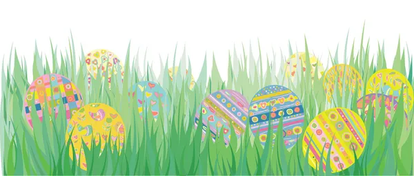 Easter eggs in grass — Stock Vector