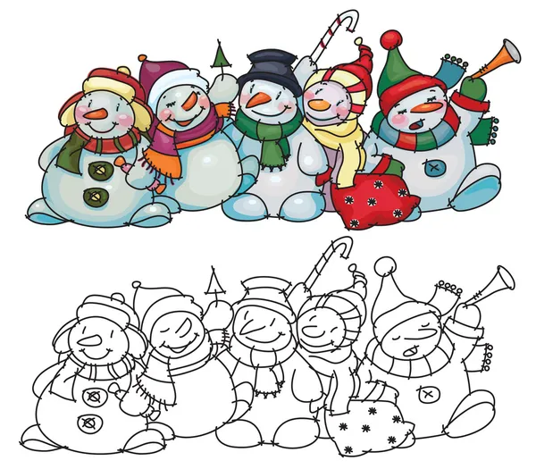 Bonecos de neve divertidos para design de Natal . —  Vetores de Stock