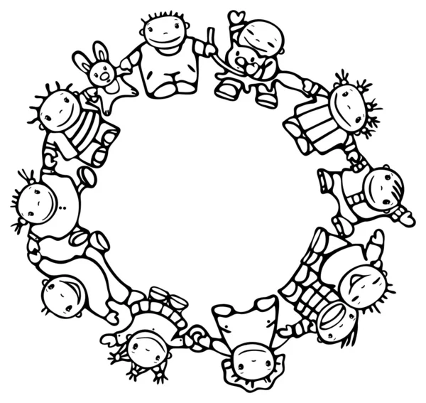 Cercle des enfants heureux différentes courses — Image vectorielle