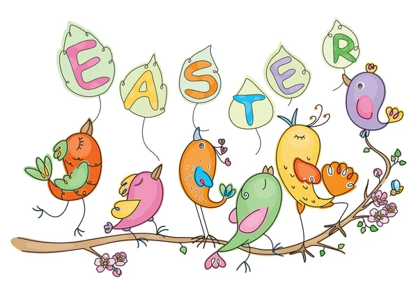 Cute birds for Easters and spring's design — Stock Vector