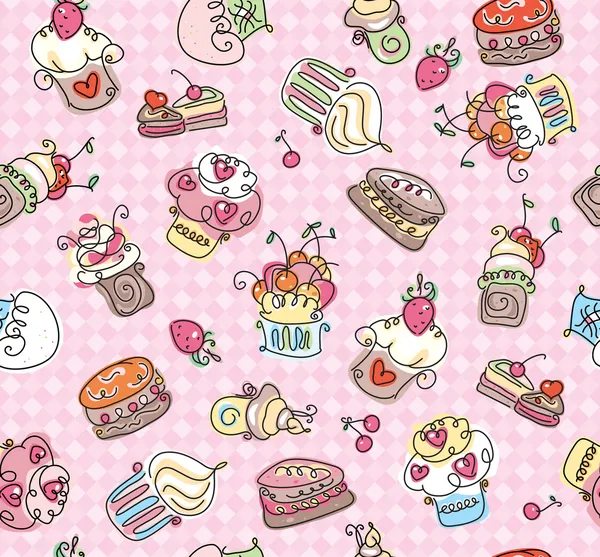 Seamless pattern of cupcakes for sweet design. — Stock Vector