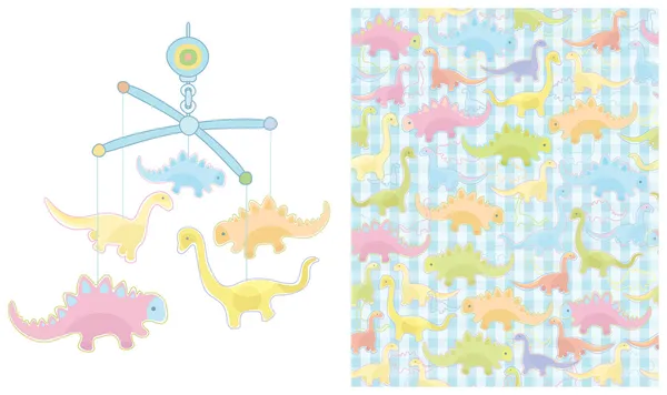 Card for baby boy, cute dino. Royalty Free Stock Vectors