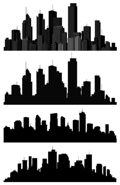 Set of vector cities silhouette — Stock Vector