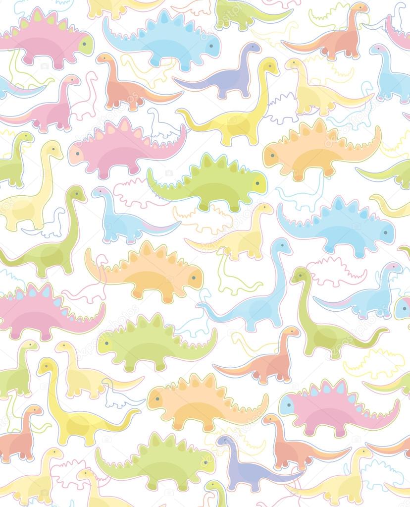 Seamless pattern of cute dinosaurs
