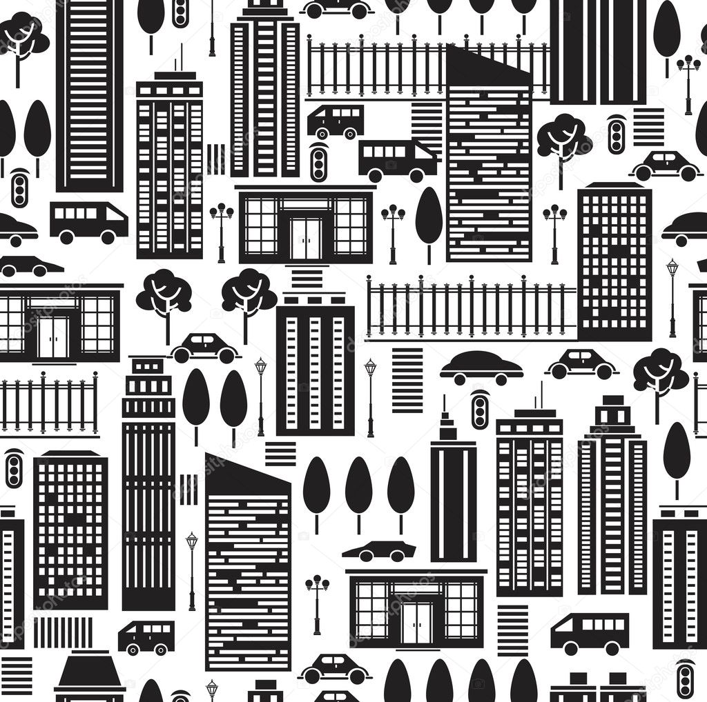 Seamless pattern of city.