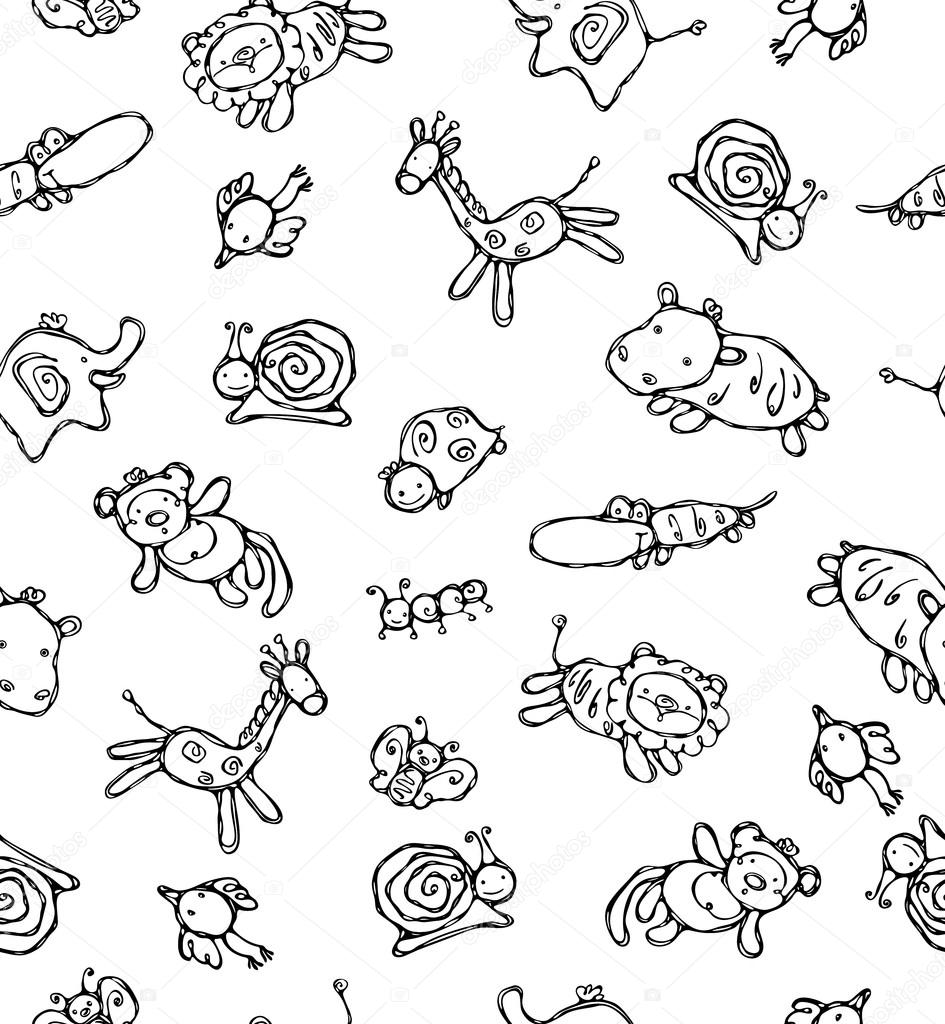 Seamless pattern of cute animals.
