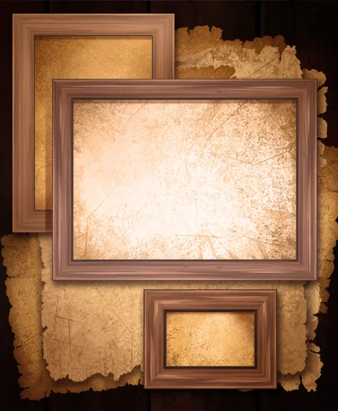 Background page paper of beige and vintage wooden frame close up. — Stock Photo, Image