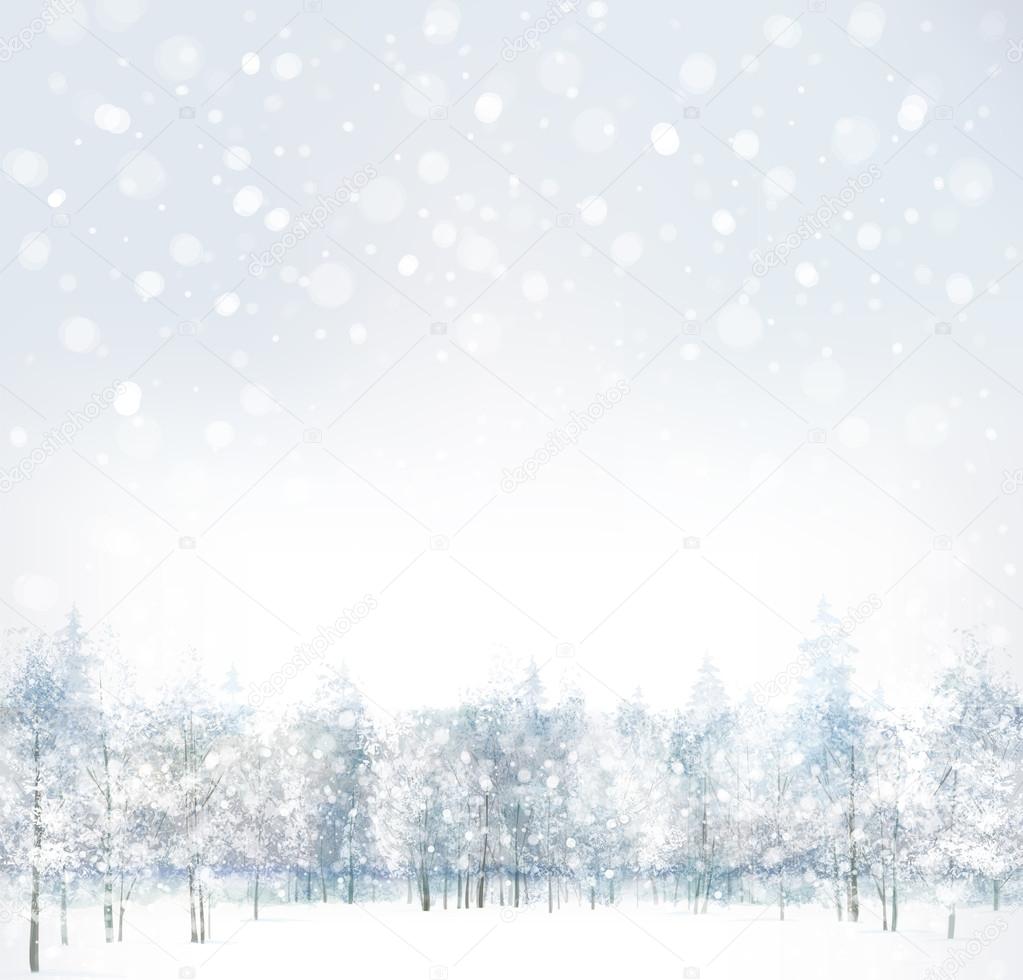 Winter scene with forest