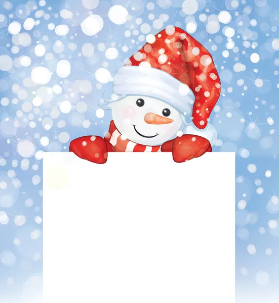 Snowman hiding by blank — Stock Vector