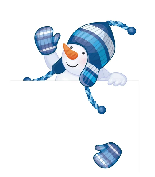 Snowman hiding by blank — Stock Vector