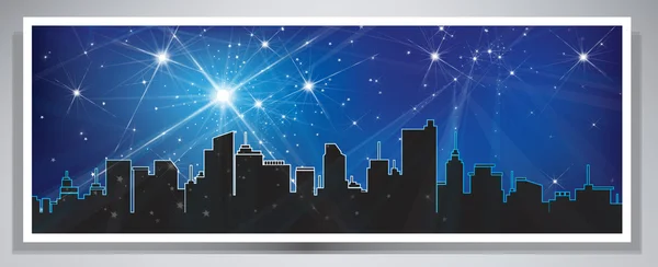 Vector banner night cityscape. — Stock Vector