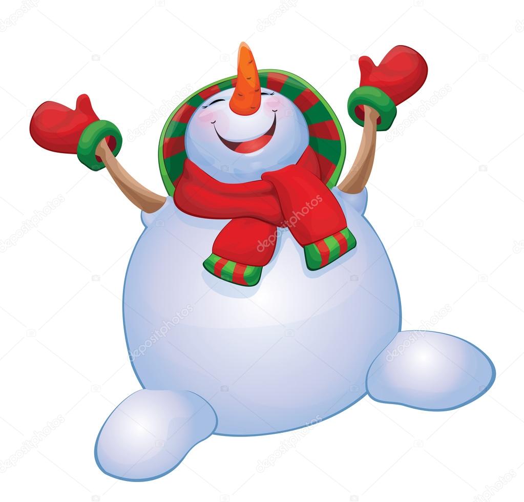Vector happy snowman