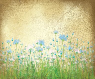 eski kağıt arka plan üzerinde vektör çiçek desenli.