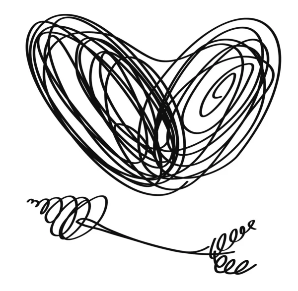 Vektörel kalp ve ok öğeleri doodle. — Stok Vektör