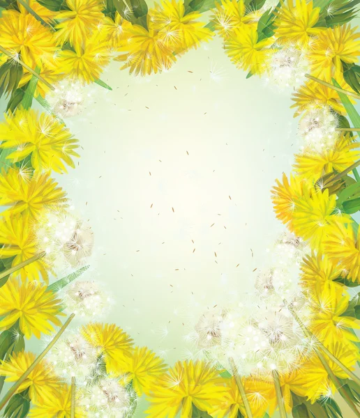 Vector floral frame with dandelions. — Stock Vector