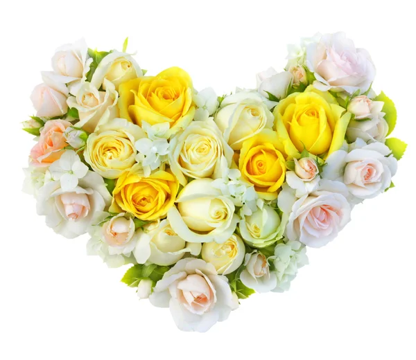 Rosen Blumen Herzform isoliert. — Stockfoto