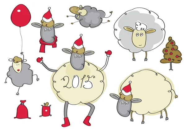 Vector funny sheep cartoons. — Stock Vector