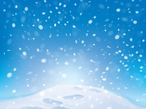 Vector winter sneeuwval achtergrond met voetpad. — Stockvector