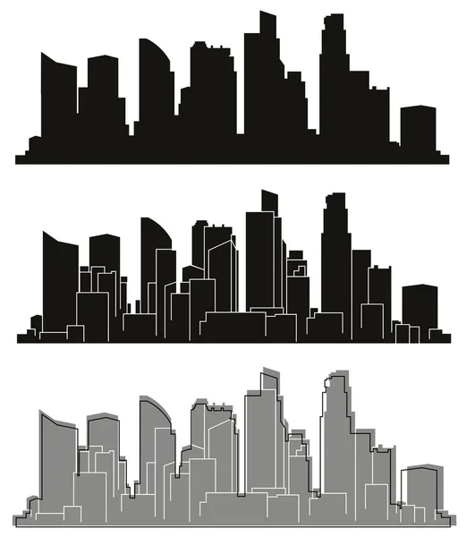 Siluetas de ciudades vectoriales . — Vector de stock