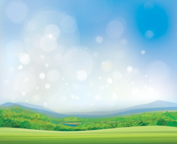 Vector summer landscape,  beautiful, sunny day. — Stock Vector