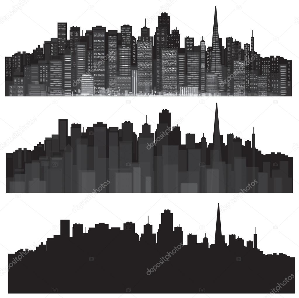 Vector cities silhouettes.