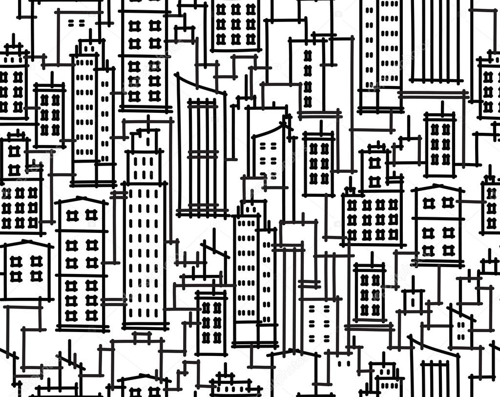 Vector seamless pattern of cityscape.