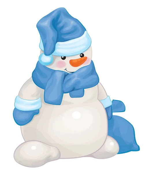 Sneeuwpop in kostuum met zak. — Stockvector